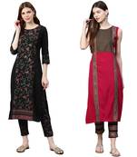 Maroon printed crepe combo-kurtis