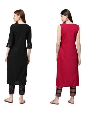Maroon printed crepe combo-kurtis 2