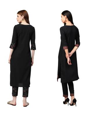 Black printed crepe combo-kurtis 2