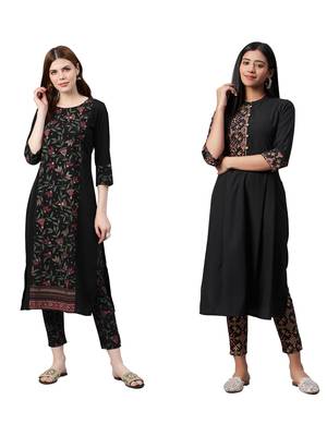 Black printed crepe combo-kurtis 1