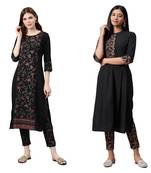 Black printed crepe combo-kurtis