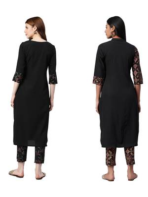 Black printed crepe combo-kurtis 2