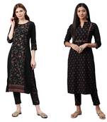 Black printed crepe combo-kurtis