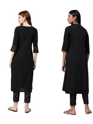 Black printed crepe combo-kurtis 2