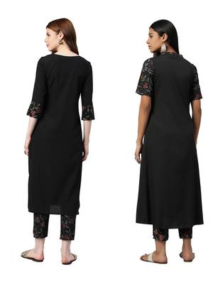 Black printed crepe combo-kurtis 2