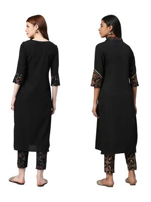 Black printed crepe combo-kurtis 2