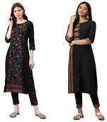 Black printed crepe combo-kurtis