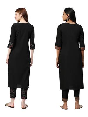 Black printed crepe combo-kurtis 2