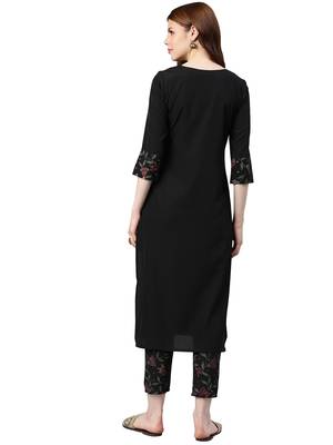 Black printed crepe combo-kurtis 5