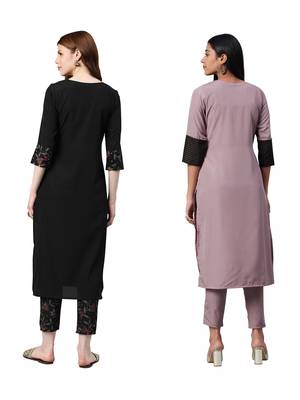Purple printed crepe combo-kurtis 2