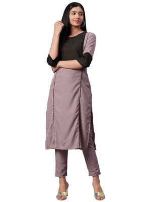 Purple printed crepe combo-kurtis 4