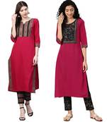 Maroon printed crepe combo-kurtis