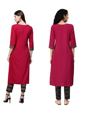 Maroon printed crepe combo-kurtis 2