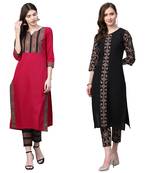 Black printed crepe combo-kurtis