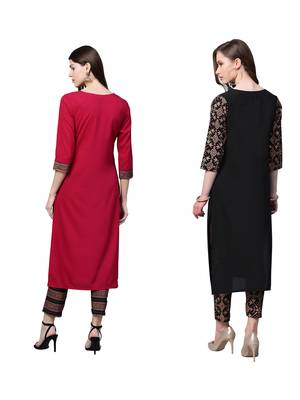 Black printed crepe combo-kurtis 2