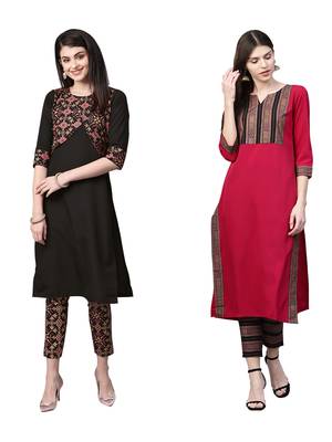 Black printed crepe combo-kurtis 1