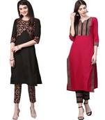 Black printed crepe combo-kurtis