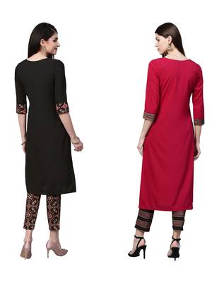 Black printed crepe combo-kurtis 2