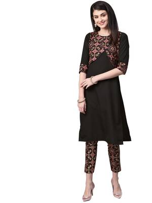 Black printed crepe combo-kurtis 3