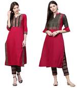 Maroon printed crepe combo-kurtis