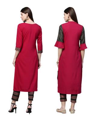 Maroon printed crepe combo-kurtis 3