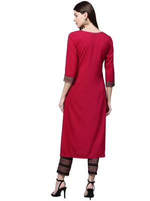 Maroon printed crepe combo-kurtis 5
