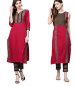 Maroon printed crepe combo-kurtis
