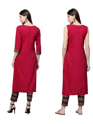 Maroon printed crepe combo-kurtis 2
