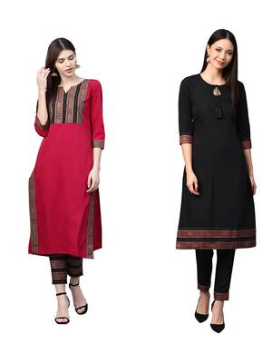 Black printed crepe combo-kurtis 1