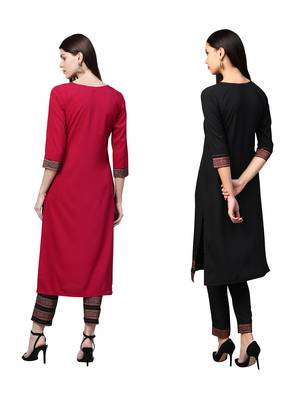 Black printed crepe combo-kurtis 2