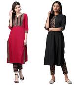 Black printed crepe combo-kurtis