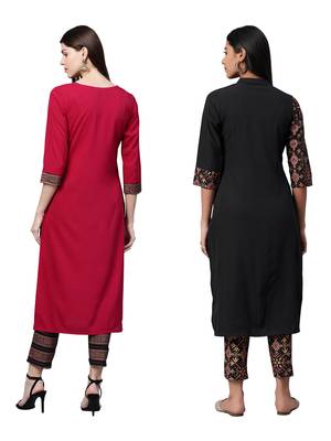 Black printed crepe combo-kurtis 2