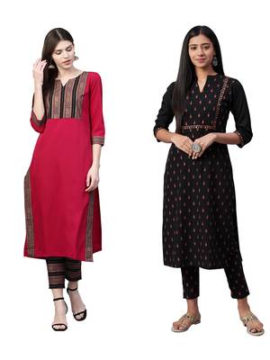 Black printed crepe combo-kurtis 1