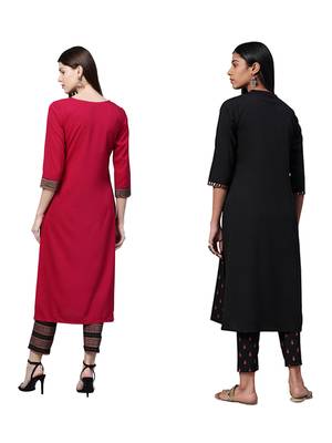 Black printed crepe combo-kurtis 2