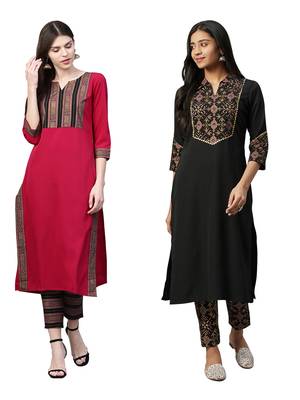 Black printed crepe combo-kurtis 1