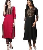 Black printed crepe combo-kurtis