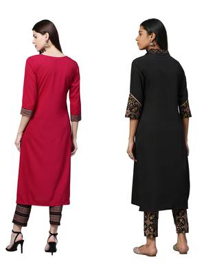 Black printed crepe combo-kurtis 2