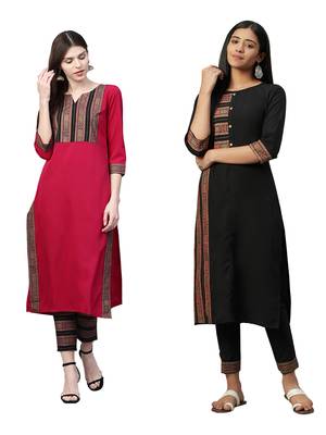 Black printed crepe combo-kurtis 1