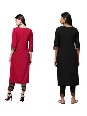 Black printed crepe combo-kurtis 2