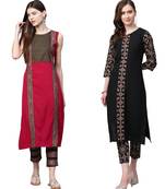Black printed crepe combo-kurtis