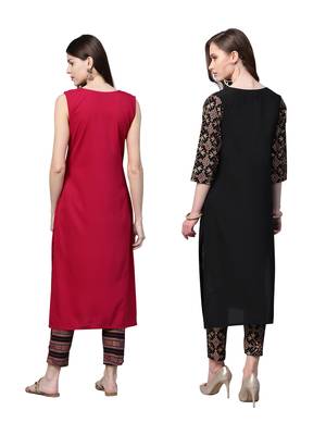 Black printed crepe combo-kurtis 2