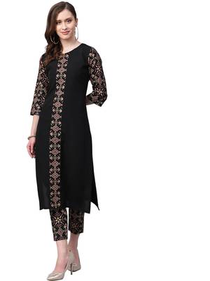 Black printed crepe combo-kurtis 3