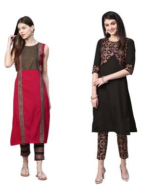 Black printed crepe combo-kurtis 1