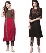 Black printed crepe combo-kurtis