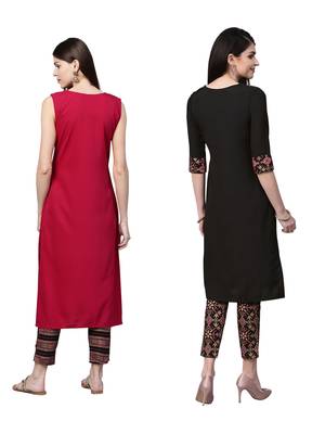 Black printed crepe combo-kurtis 2