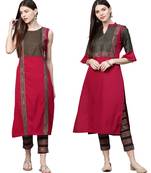 Maroon printed crepe combo-kurtis