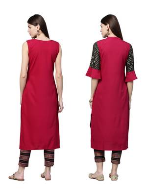Maroon printed crepe combo-kurtis 2