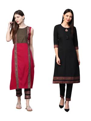 Black printed crepe combo-kurtis 1