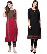 Black printed crepe combo-kurtis