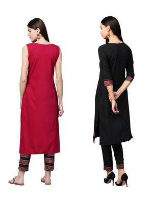 Black printed crepe combo-kurtis 2